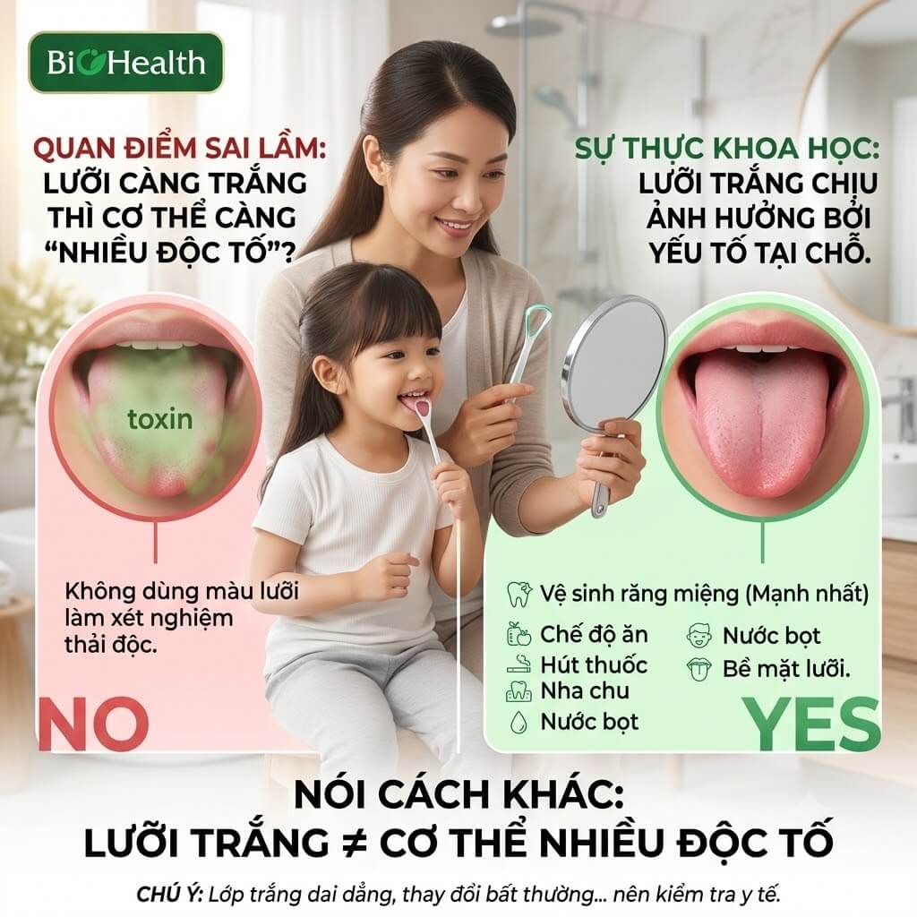 Lưỡi càng trắng thì cơ thể càng "nhiều độc tố"?