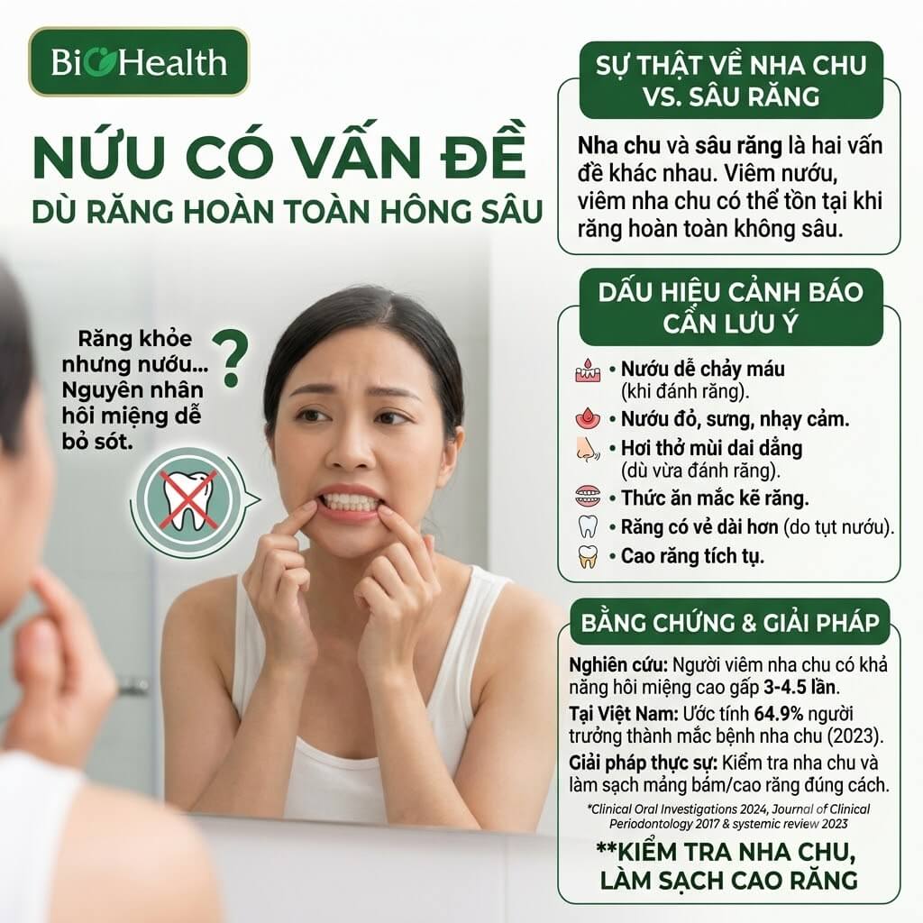 Nướu có vấn đề dù răng hoàn toàn không sâu