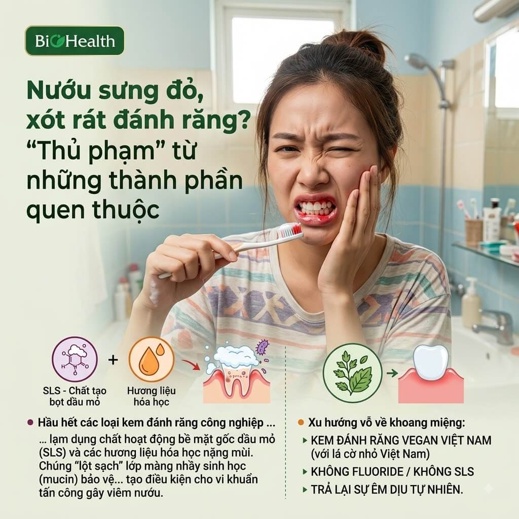 Nướu sưng đỏ, xót rát khi đánh răng: "Thủ phạm" từ những thành phần quen thuộc