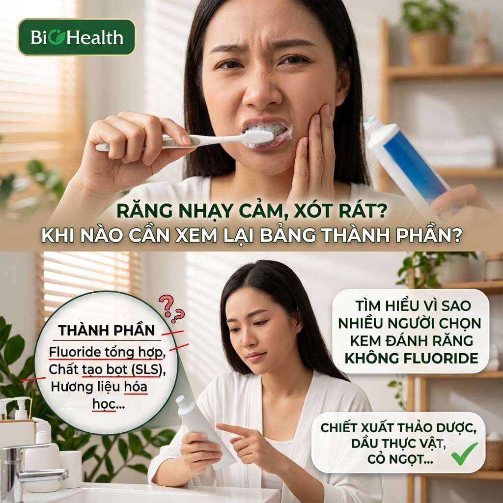 Răng nhạy cảm, dễ xót rát khi chải răng: Khi nào cần xem lại bảng thành phần?