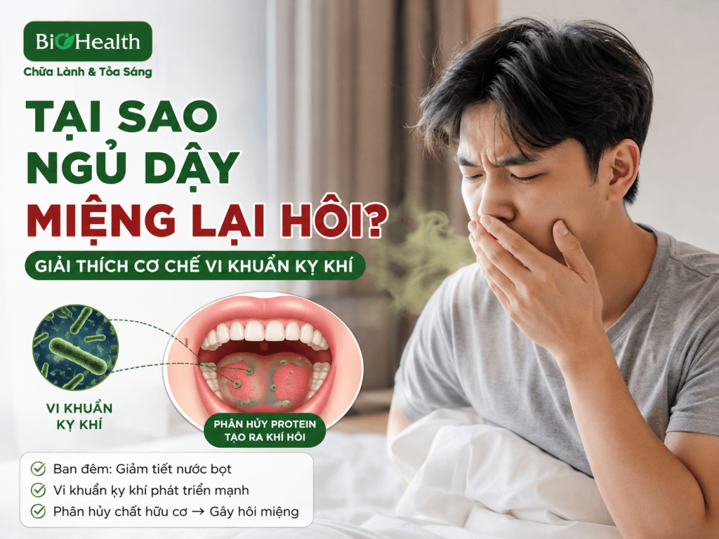 Tại sao ngủ dậy miệng lại hôi? Giải thích cơ chế vi khuẩn kỵ khí