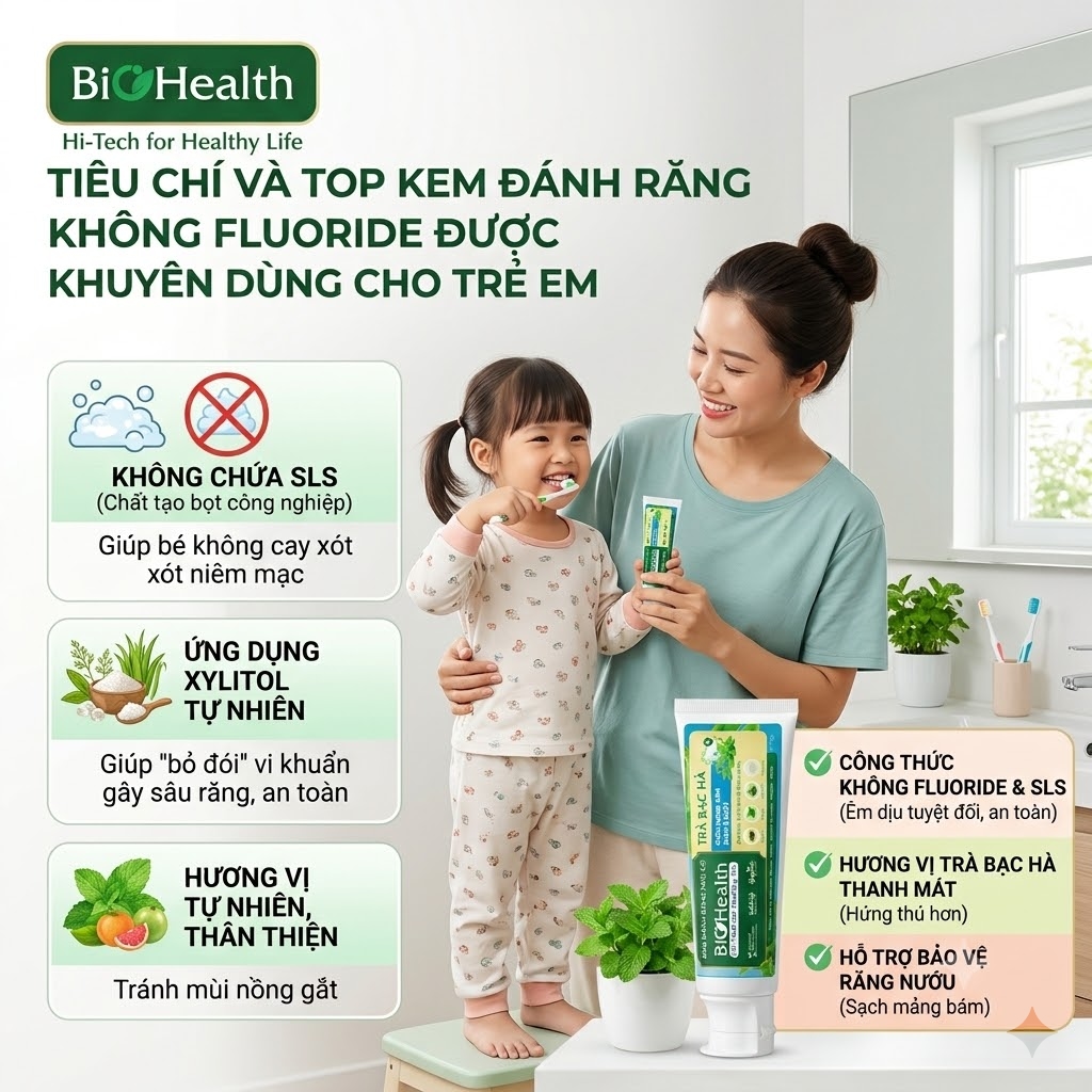 Tiêu chí chọn lựa và Top kem đánh răng không Fluoride được khuyên dùng cho trẻ em