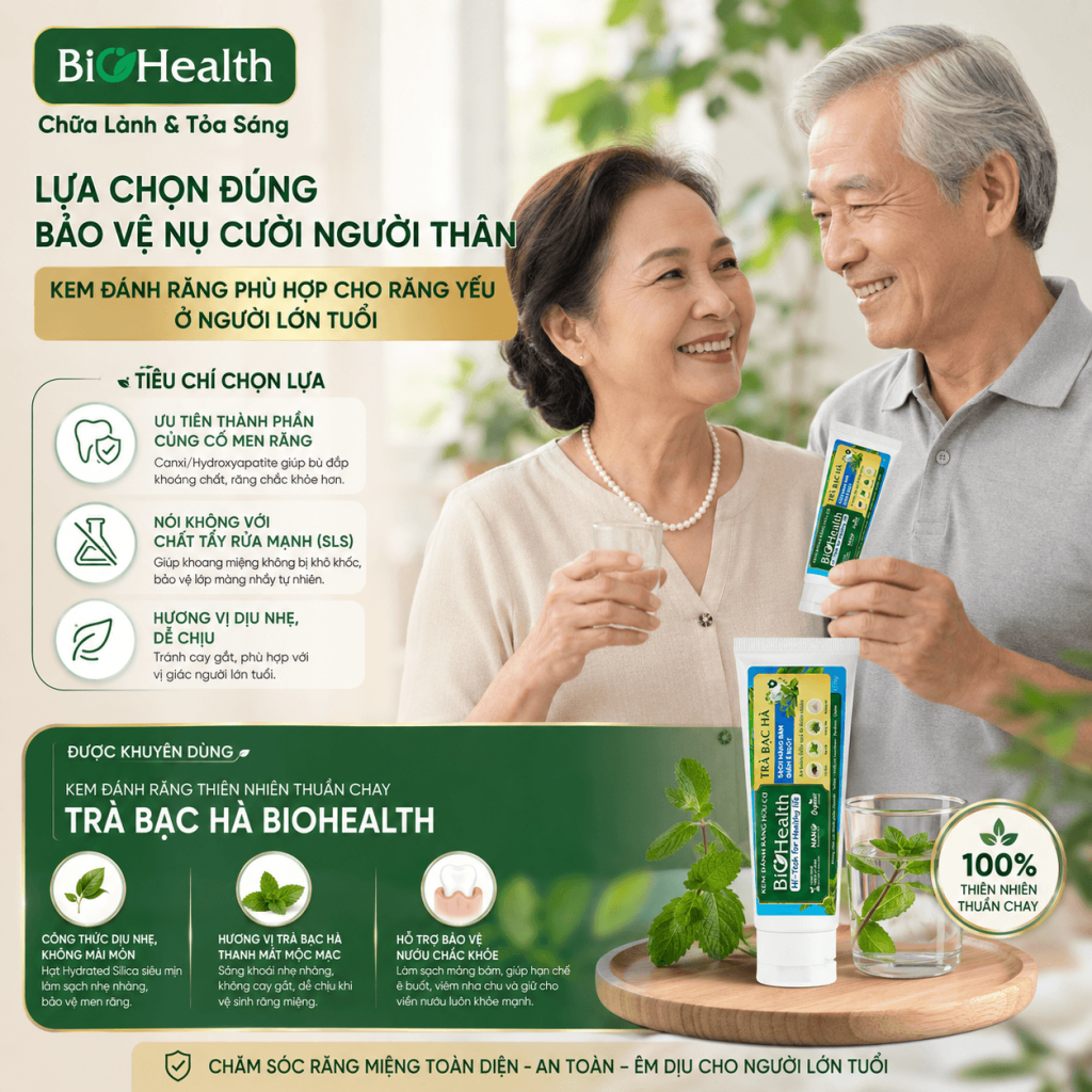 Tiêu chí chọn lựa và sản phẩm được khuyên dùng cho răng yếu ở người lớn tuổi