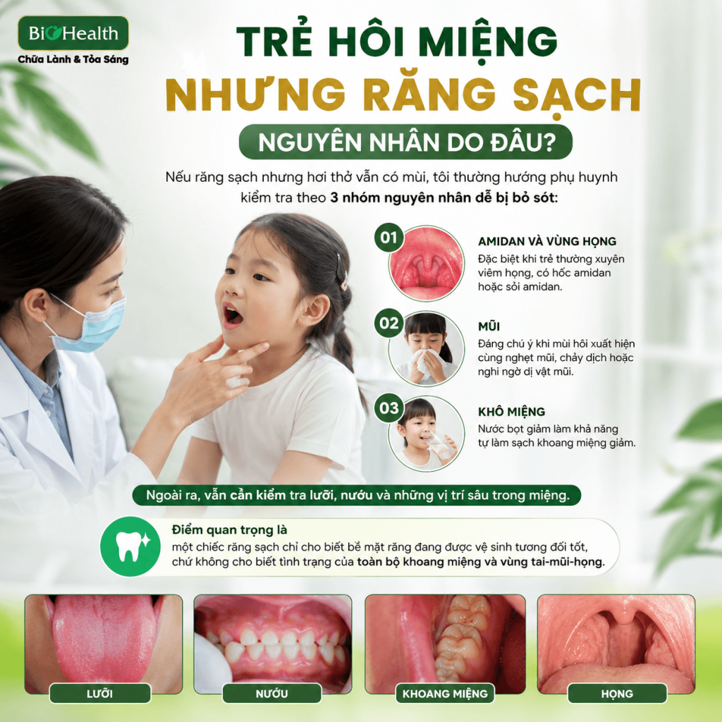 Trẻ hôi miệng nhưng răng sạch nguyên nhân do đâu?