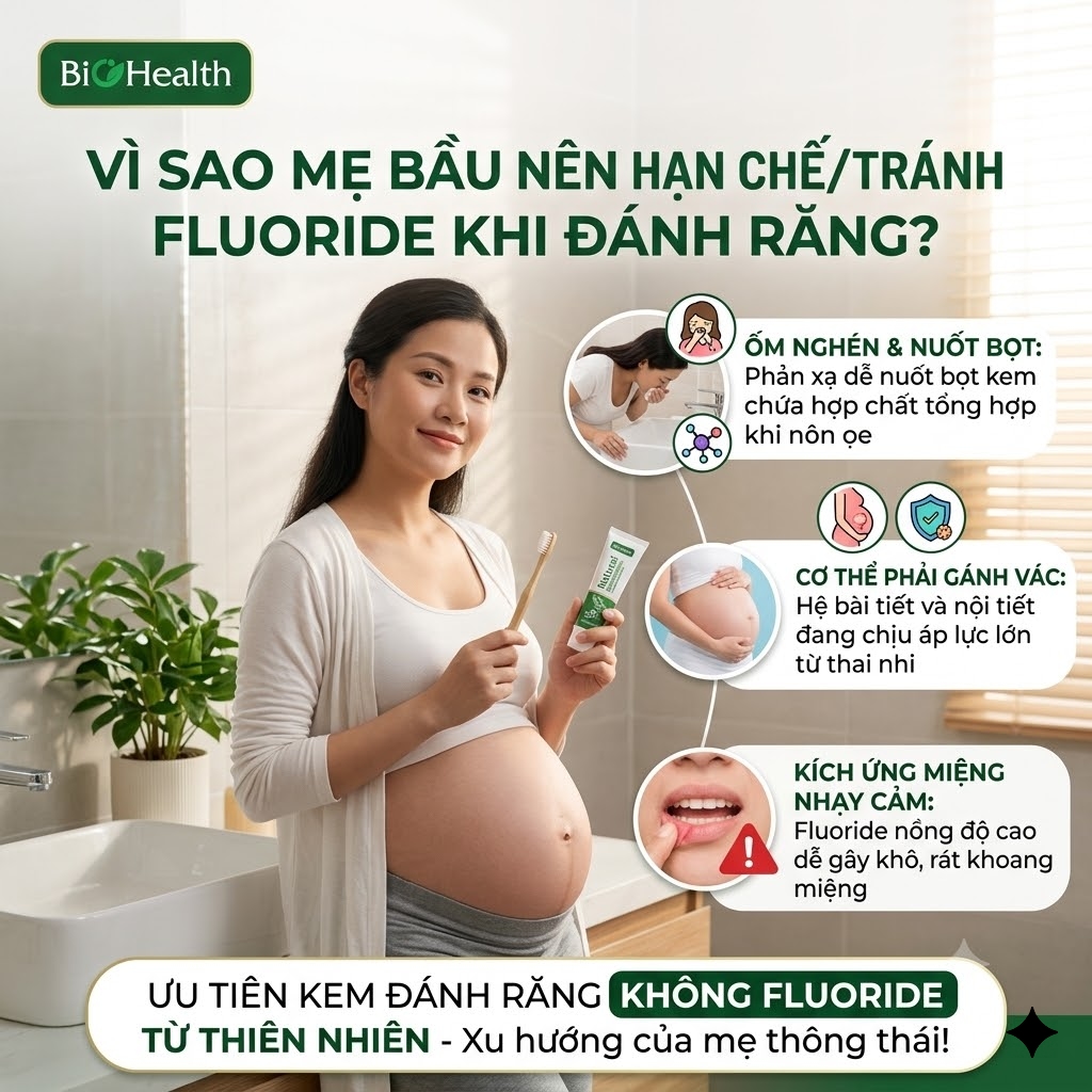 Vì sao mẹ bầu nên hạn chế/tránh Fluoride khi đánh răng?