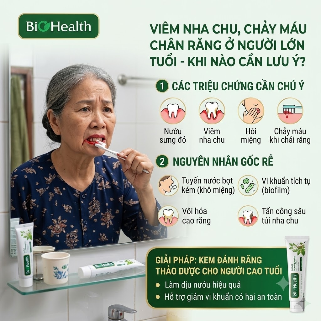 Viêm nha chu, chảy máu chân răng ở người lớn tuổi - Khi nào cần lưu ý?