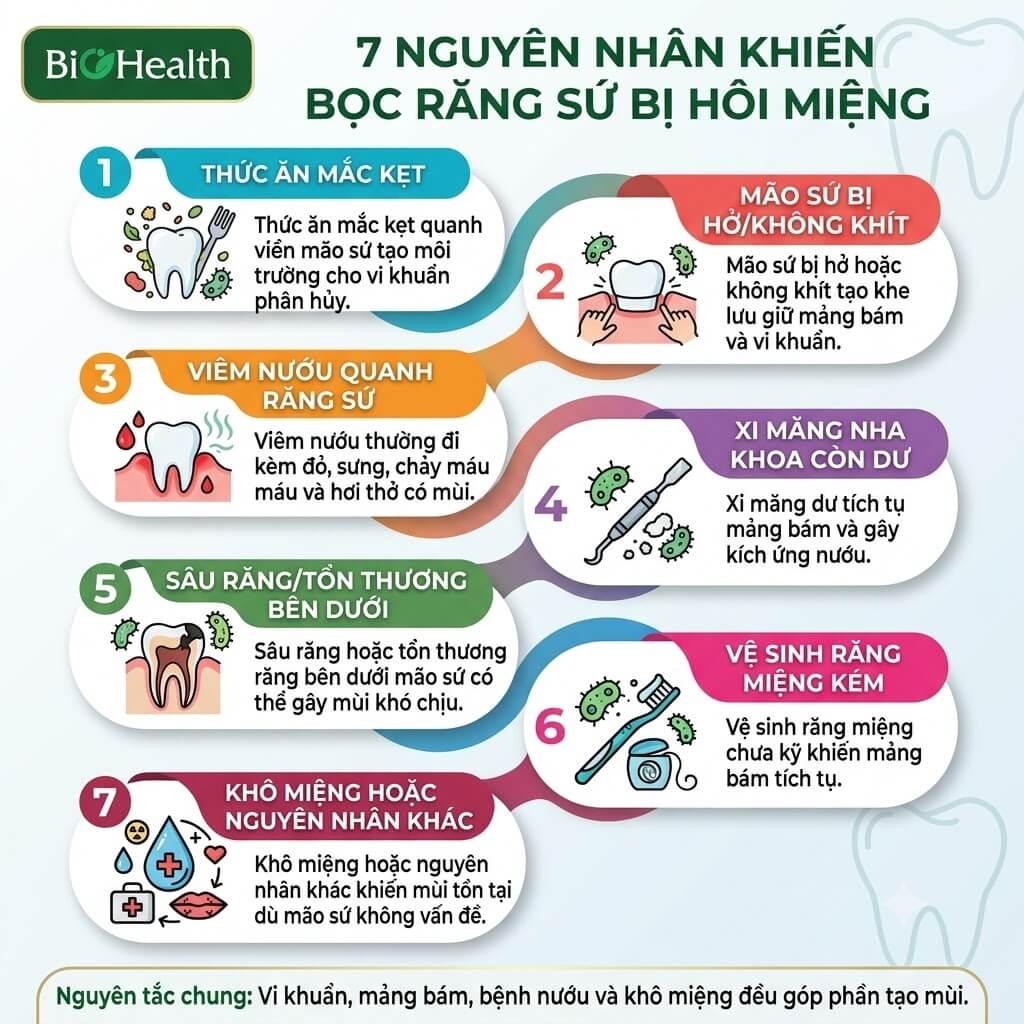 7 nguyên nhân khiến bọc răng sứ bị hôi miệng