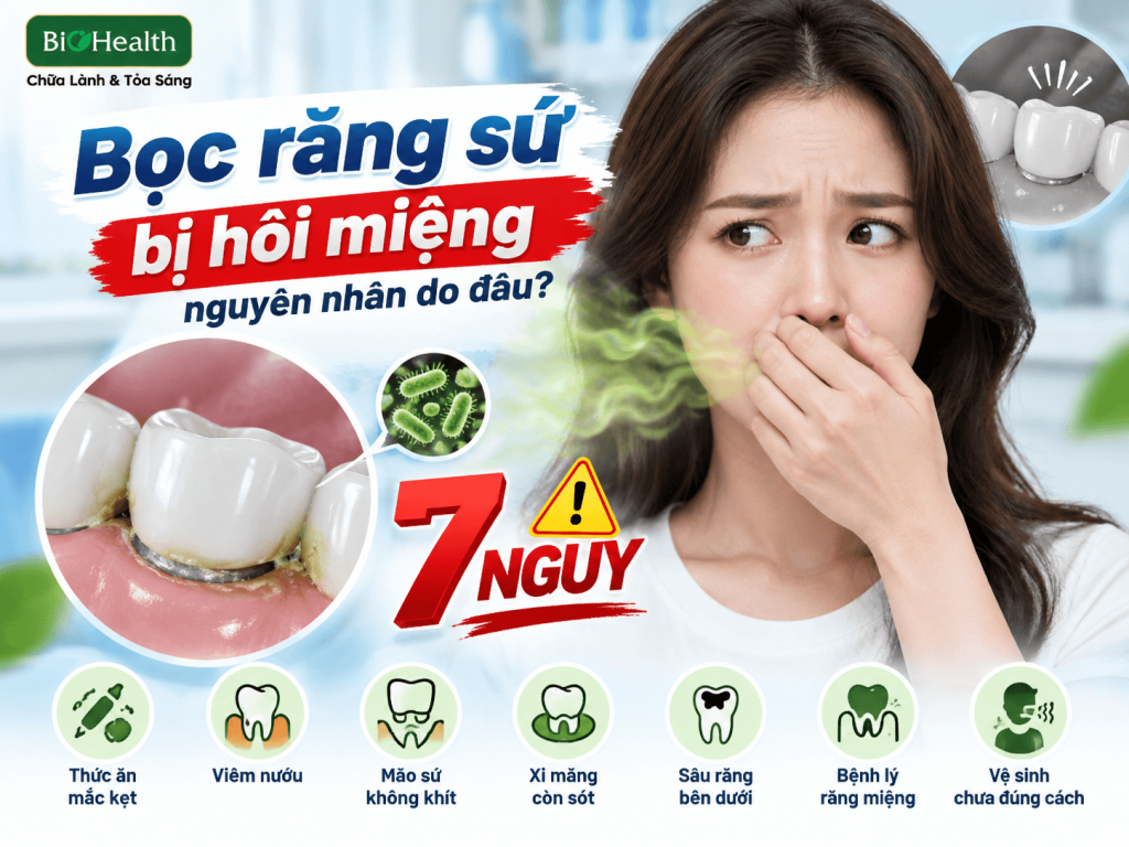 Bọc răng sứ bị hôi miệng nguyên nhân do đâu? 7 nguyên nhân thường gặp