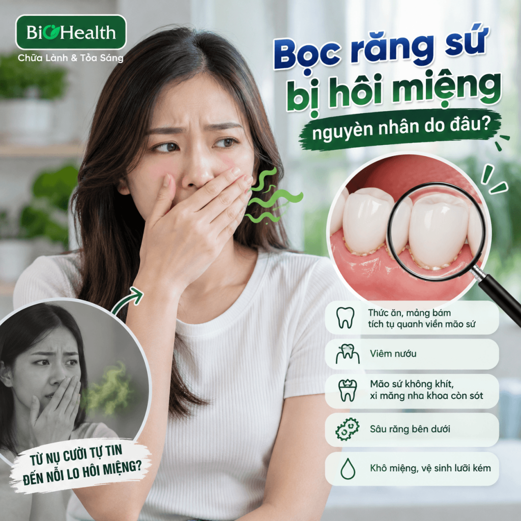 Bọc răng sứ bị hôi miệng nguyên nhân do đâu?