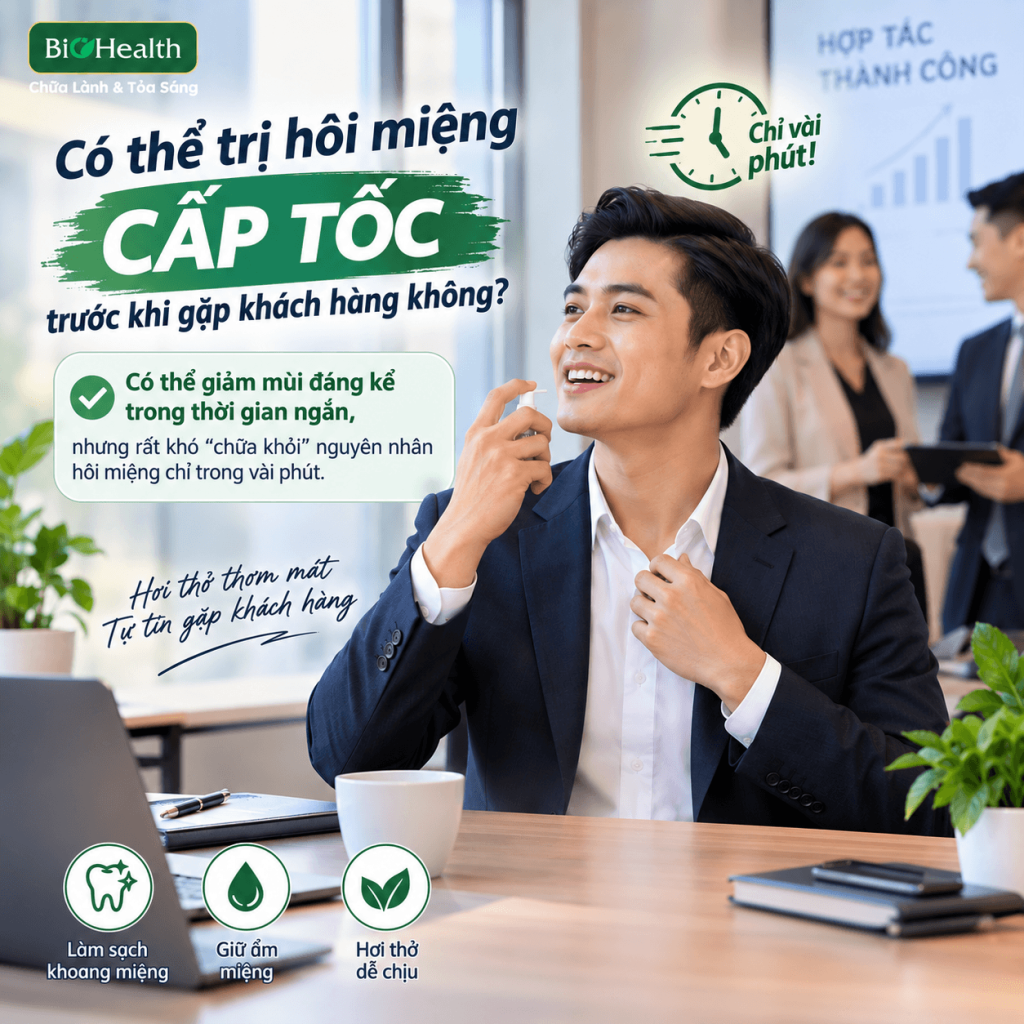 Có thể trị hôi miệng cấp tốc trước khi gặp khách hàng không?