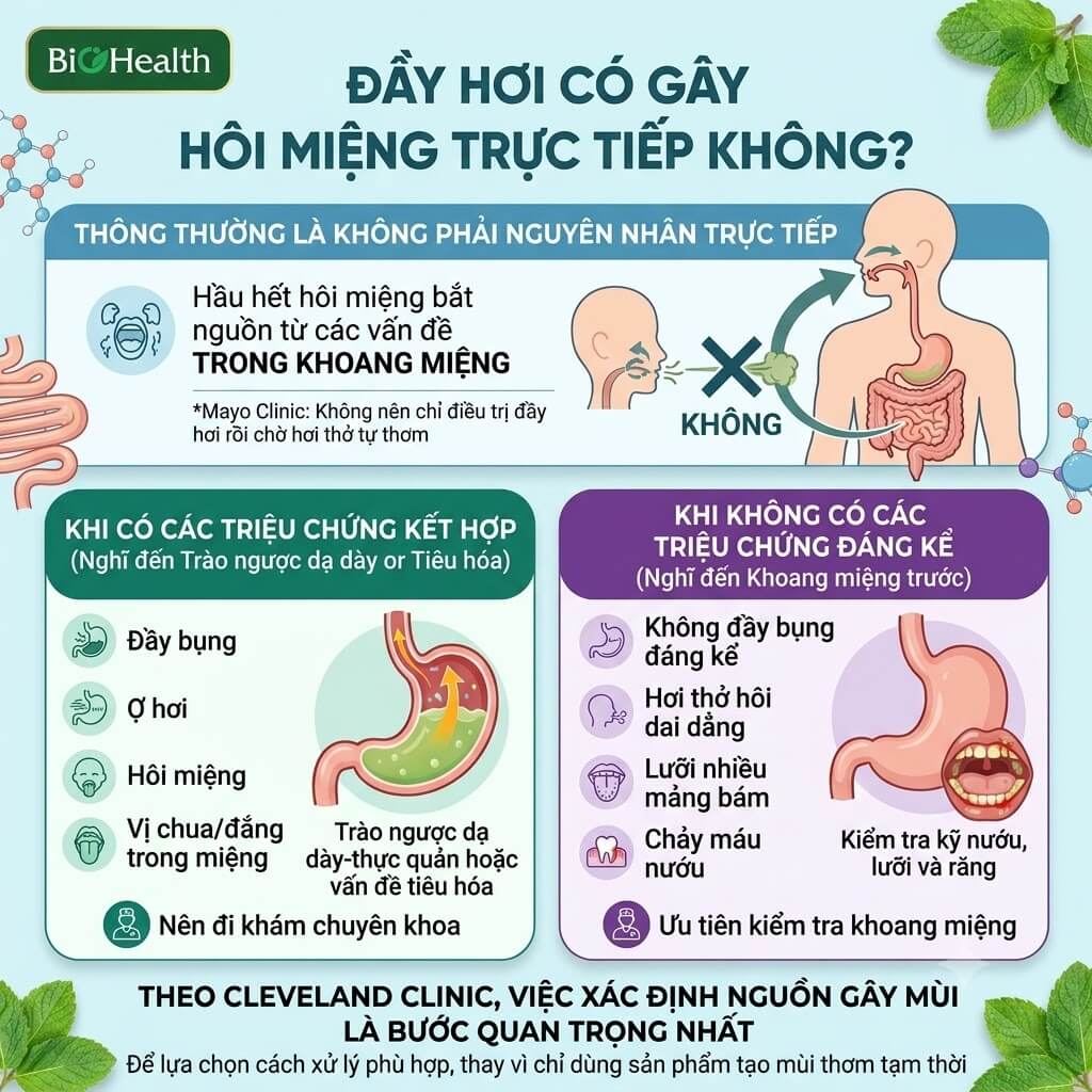 Đầy hơi có gây hôi miệng trực tiếp không?