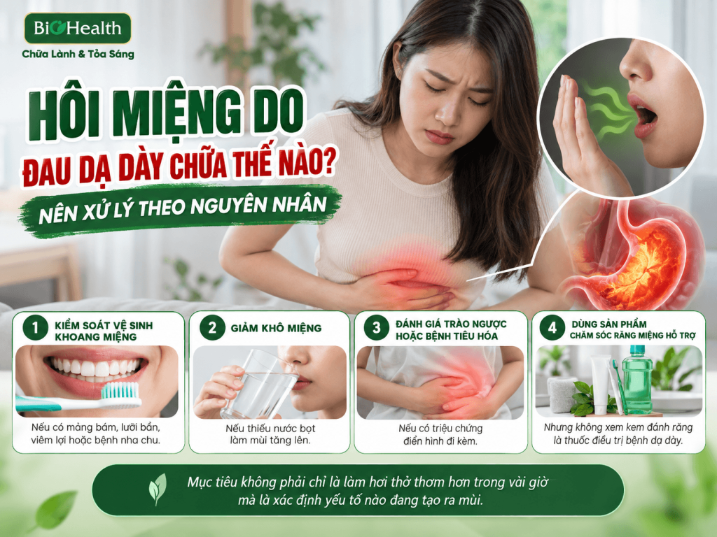 Hôi miệng do đau dạ dày chữa thế nào: nên xử lý theo nguyên nhân
