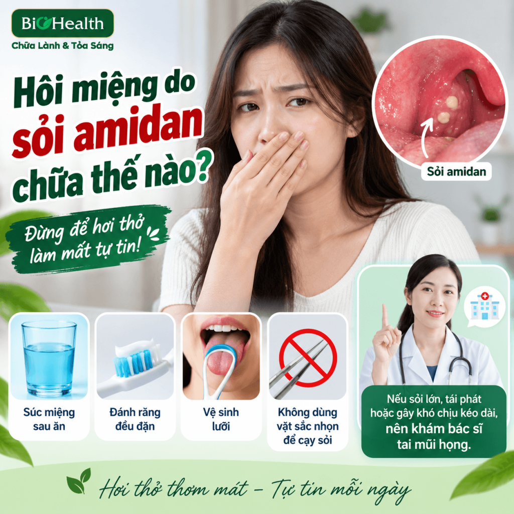 Hôi miệng do sỏi amidan chữa thế nào?