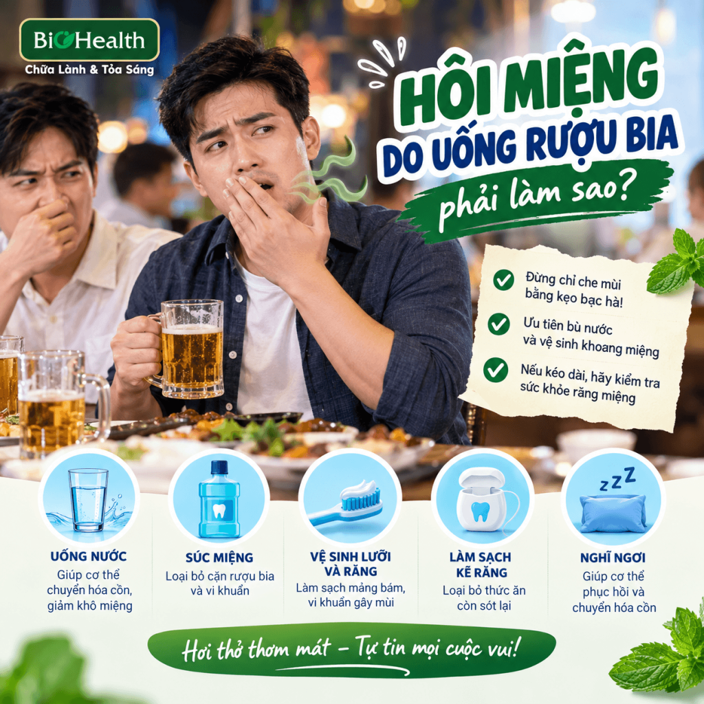 Hôi miệng do uống rượu bia phải làm sao?