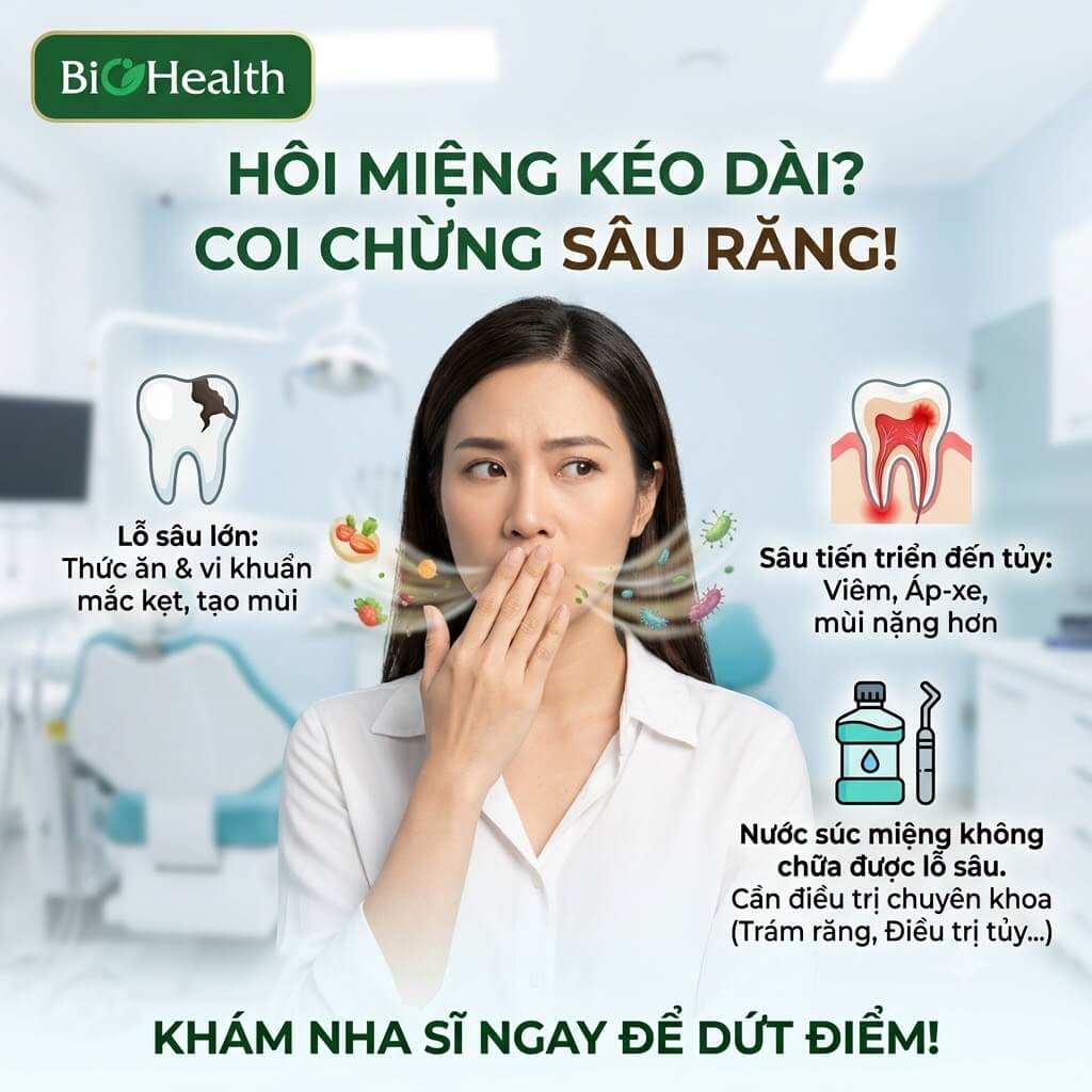 Hôi miệng lâu ngày có phải do sâu răng không?