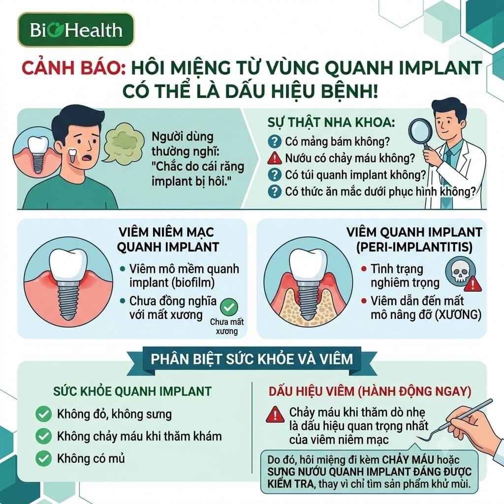 Một dấu hiệu quan trọng: mùi có thể đến từ vùng quanh implant