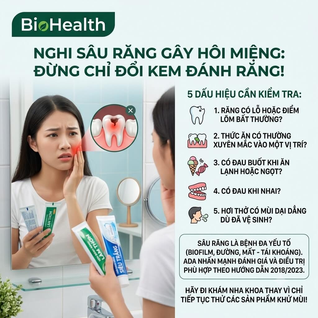 Nếu nghi sâu răng gây hôi miệng, việc đầu tiên không phải là đổi kem đánh răng