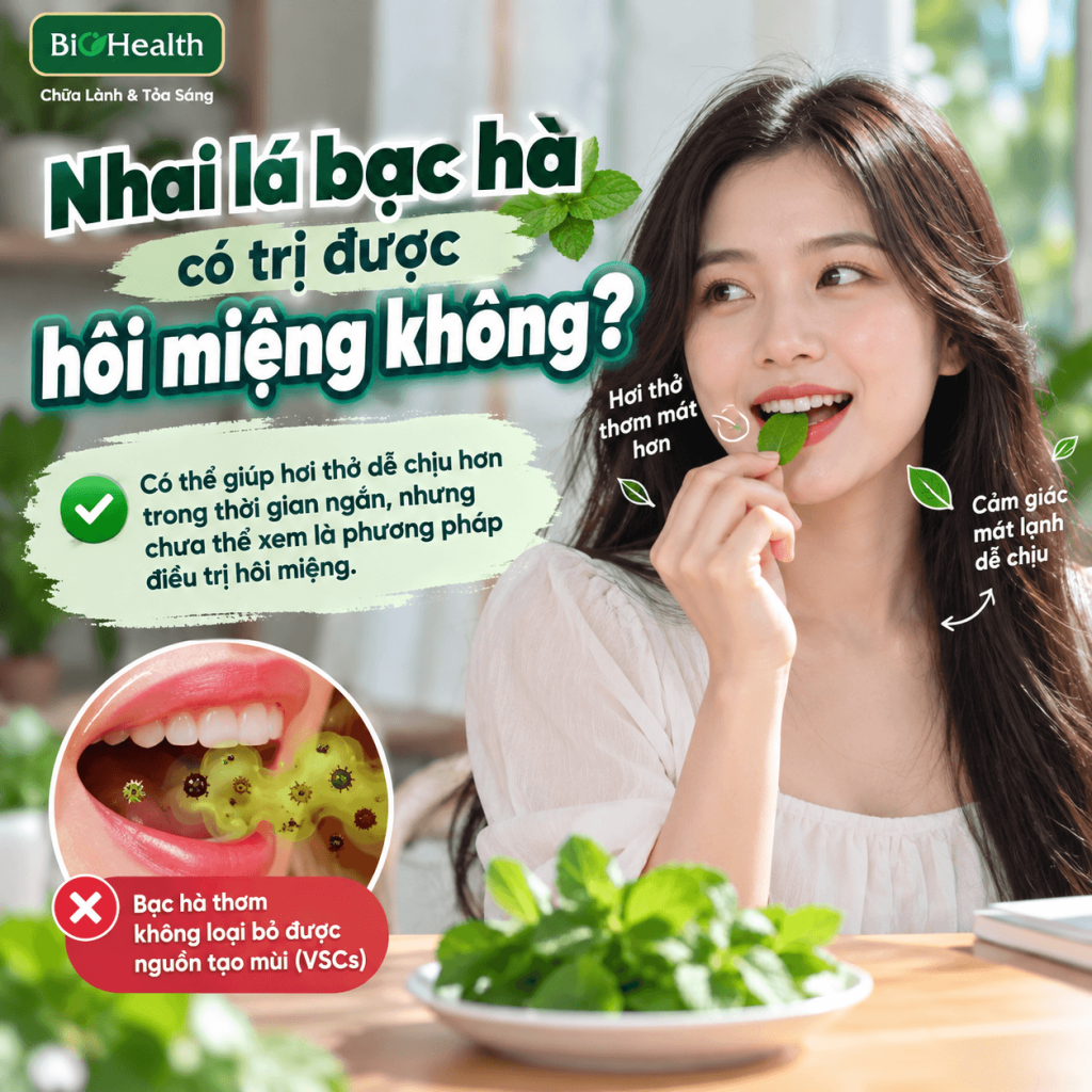 Nhai lá bạc hà có trị được hôi miệng không?