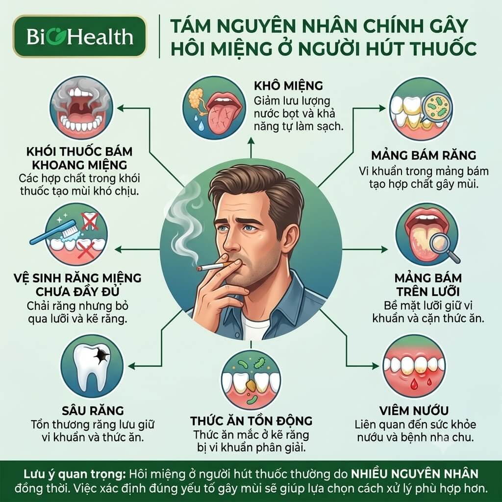 Những nguyên nhân khiến người hút thuốc bị hôi miệng