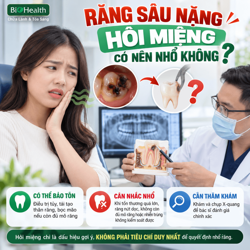 Răng sâu nặng hôi miệng có nên nhổ không?