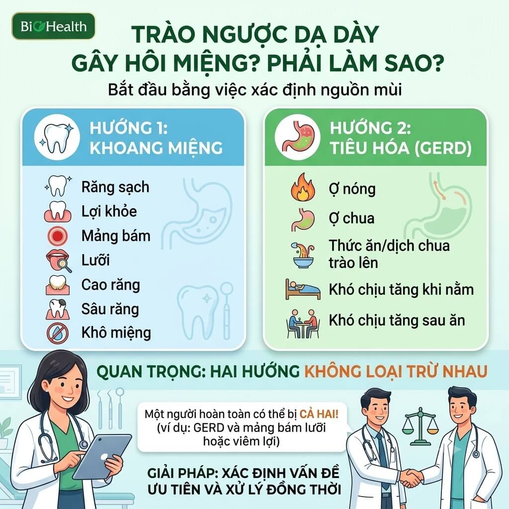 Trào ngược dạ dày gây hôi miệng phải làm sao: bắt đầu bằng việc xác định nguồn mùi