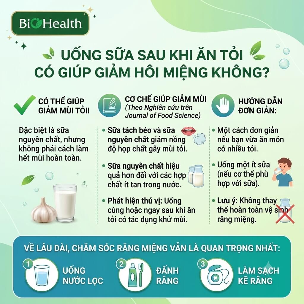 Uống sữa sau khi ăn tỏi có giúp giảm hôi miệng không?