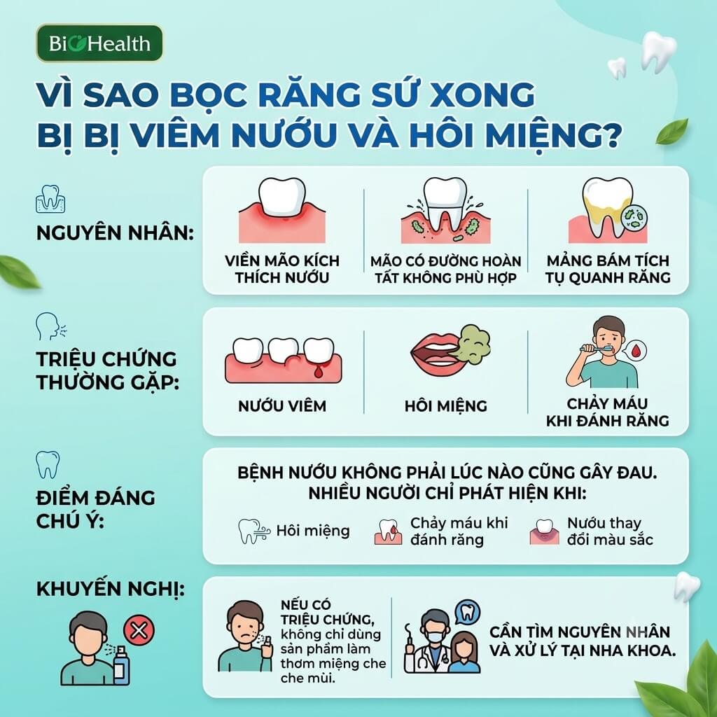Vì sao bọc răng sứ xong bị viêm nướu và hôi miệng?