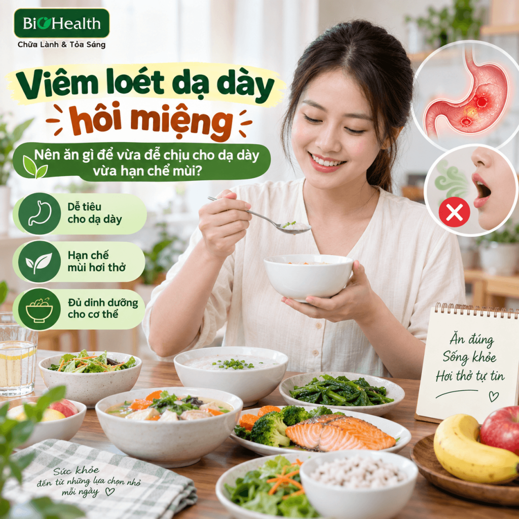 Viêm loét dạ dày hôi miệng nên ăn gì để vừa dễ chịu cho dạ dày vừa hạn chế mùi?